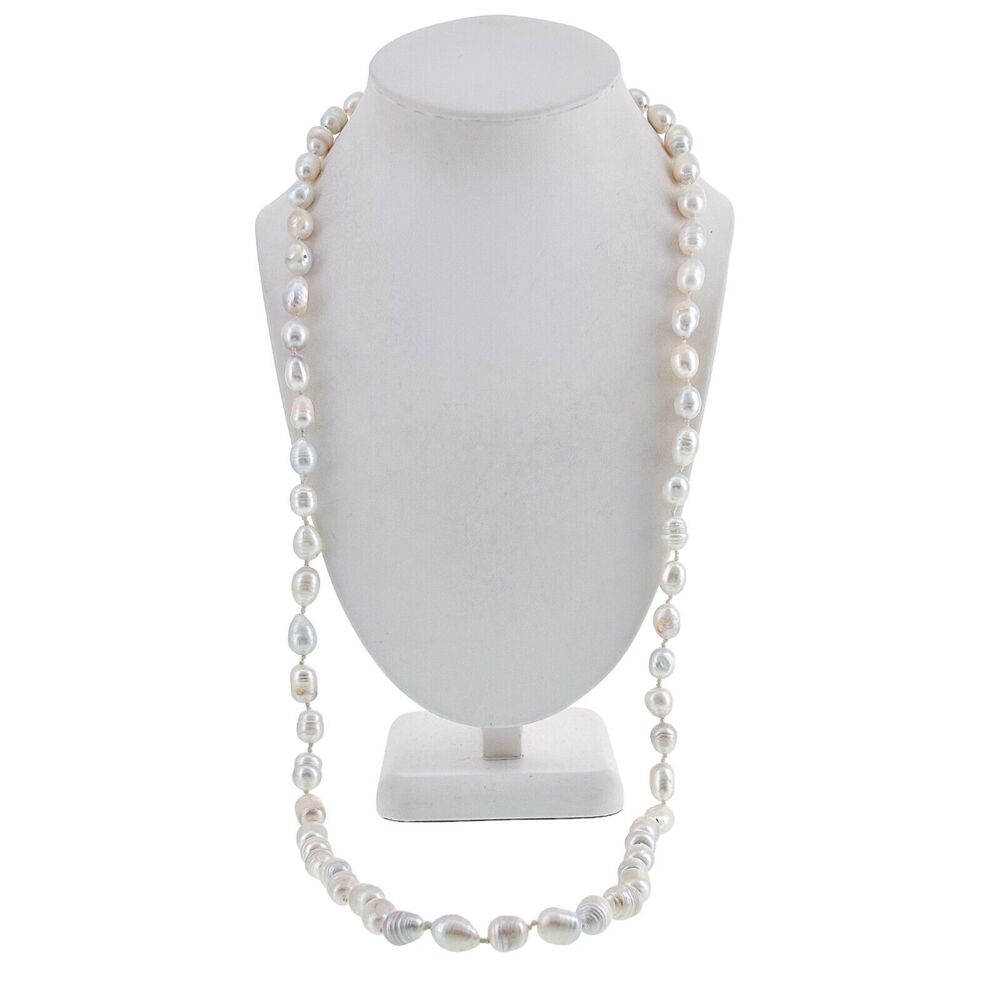 Vintage Hand Knotted 8mm White Circlé Pearl Necklace 35"